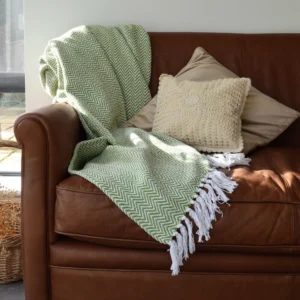 Audley Cotton Chevron Herringbone Throw 150cm x 200cm - 3 colours to choice