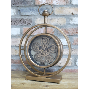 Clock with moving Cogs - Antique Gold