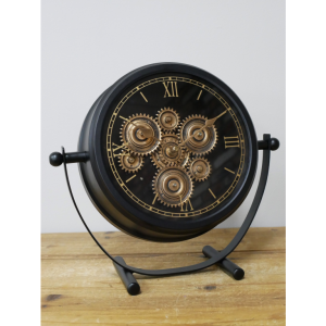 Clock with moving Cogs - Black