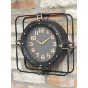 Industrial Wall Clock - Black & Gold