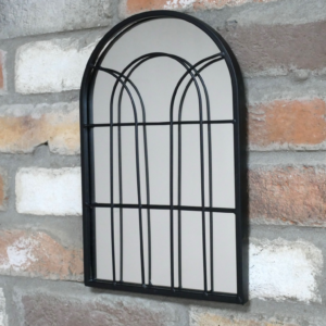 Indoor / Outdoor Small Black Metal Mirror